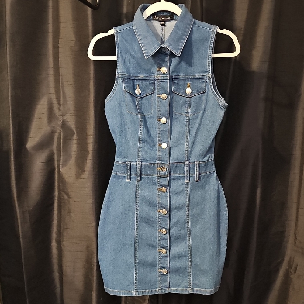 Denim Sleeveless Button-Down Dress